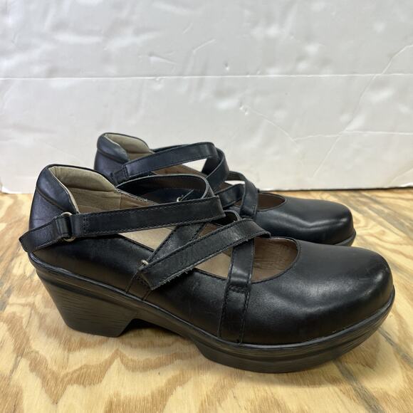 Sanita Neve Womens Black Leather Mary Jane Clogs Comfort Shoes EU 40 US 8.5 - Picture 1 of 13